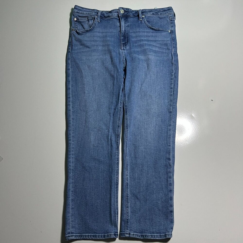 Quince Women's Slim Straight Jeans Size 32 x 26 Mid Rise Medium Wash Stretch